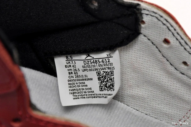 Kicktheory Jordan Lost 1 High Found and DZ5485-612 OG Chicago Retro 0825